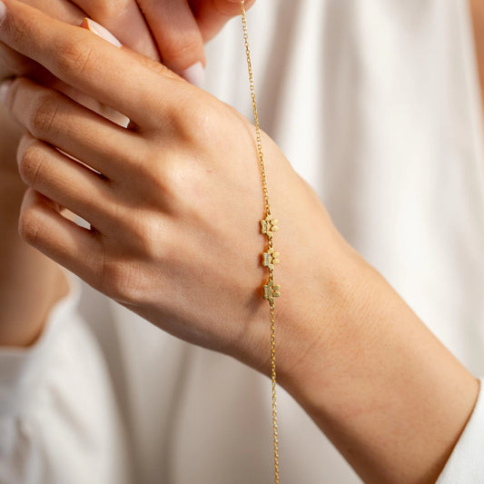 Engraved Triple Paw Print Bracelet