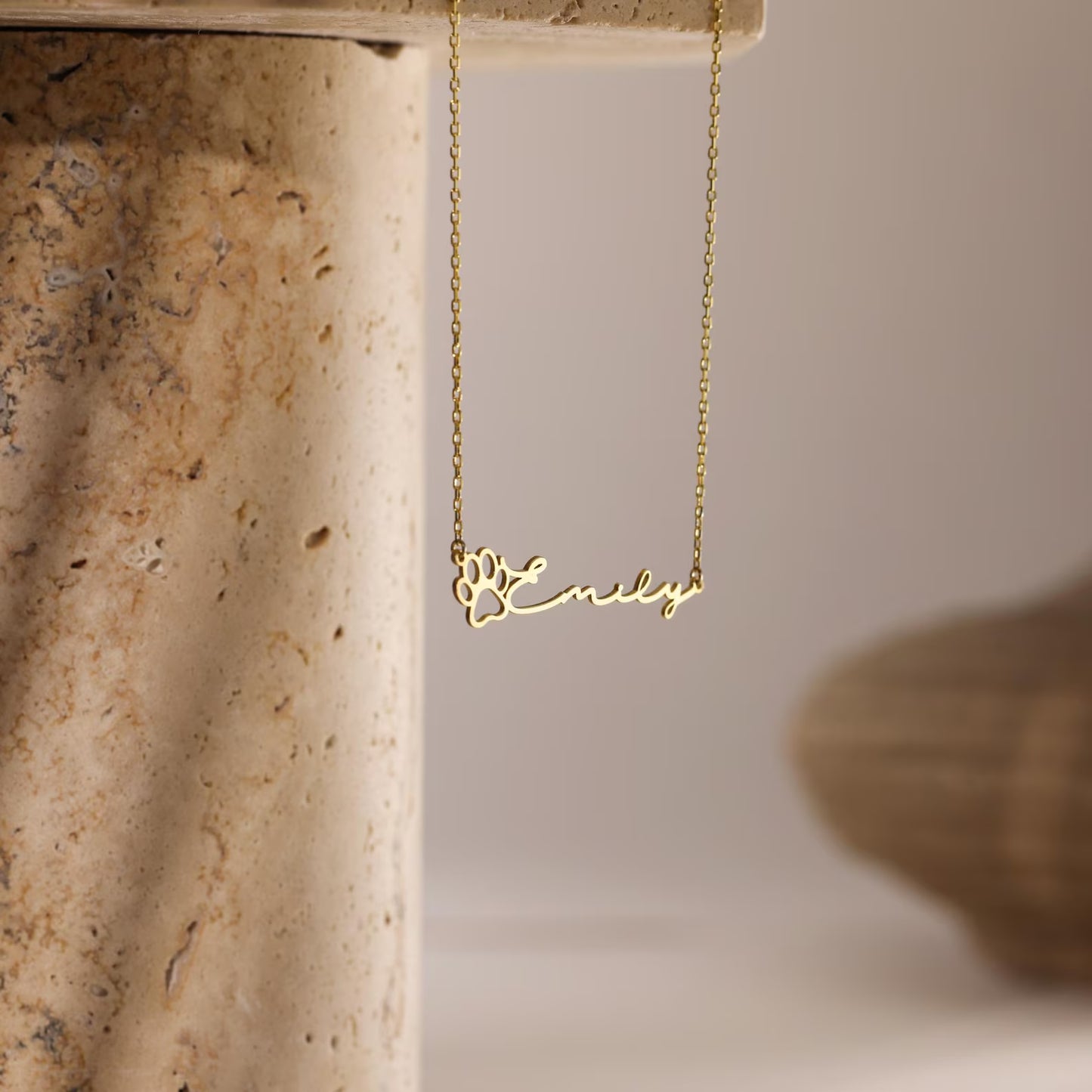 Personalised Dainty Paw Name Necklace