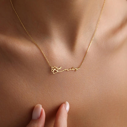 Personalised Dainty Paw Name Necklace