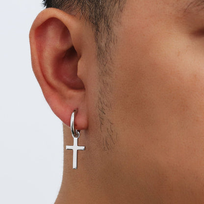 Cross Mens Hoop Earrings