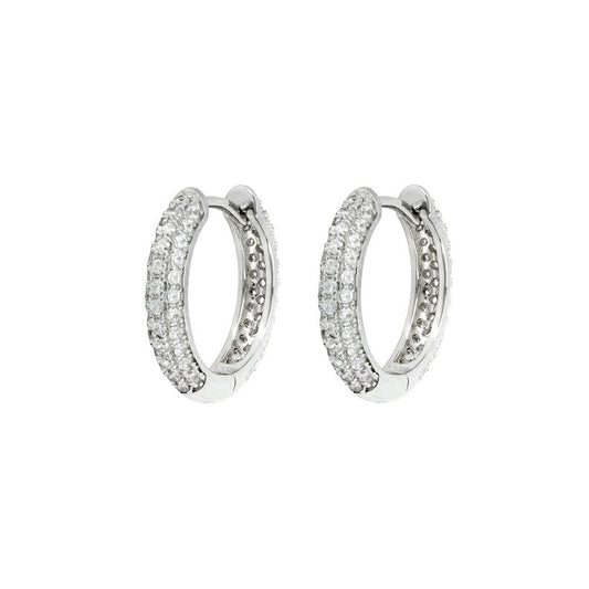 0.7 TCW Round Moissanite Pave Hoop Earrings