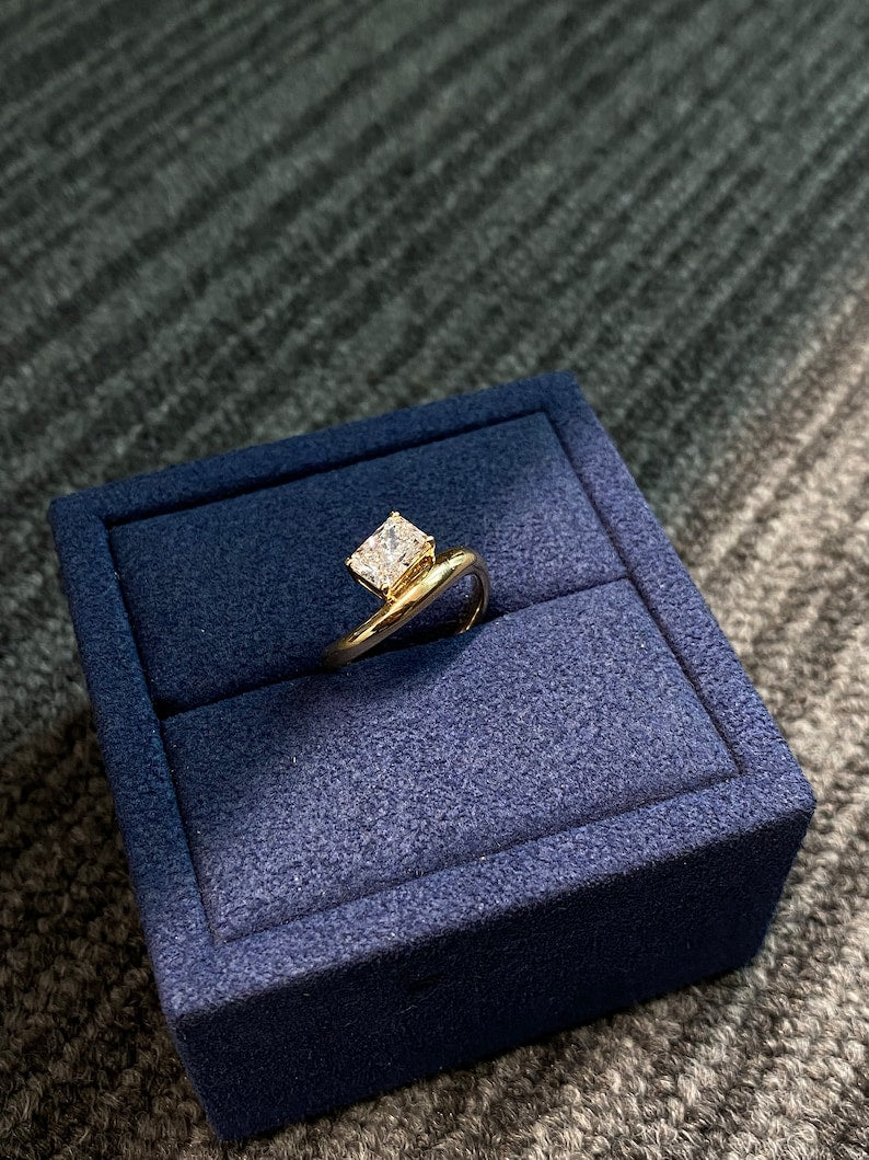 Marquise Shaped Three Stone Lab Grown Diamond Engagement Ring