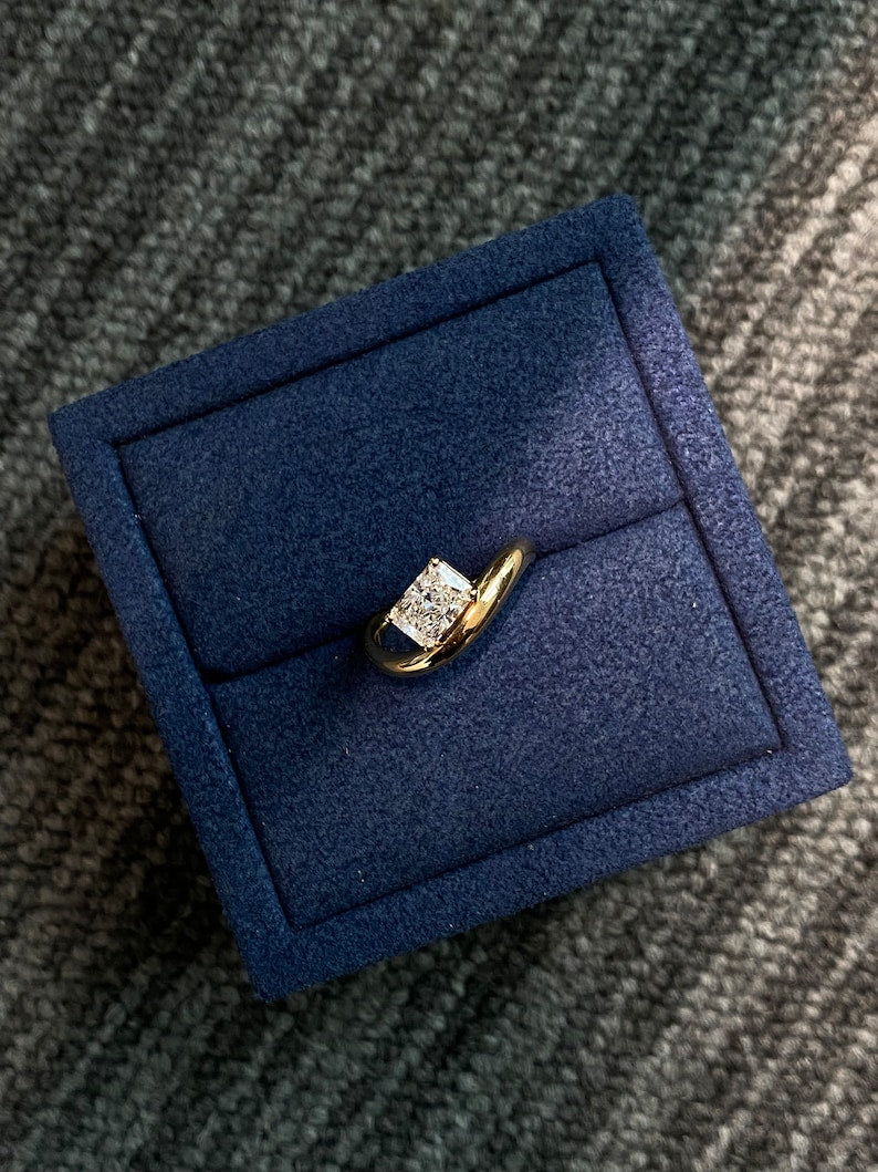 Marquise Shaped Three Stone Lab Grown Diamond Engagement Ring