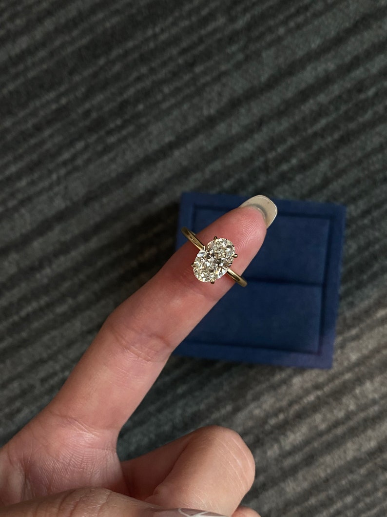 Marquise Shaped Three Stone Lab Grown Diamond Engagement Ring