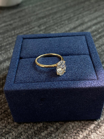 Marquise Shaped Three Stone Lab Grown Diamond Engagement Ring