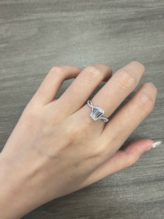 Marquise Shaped Three Stone Lab Grown Diamond Engagement Ring