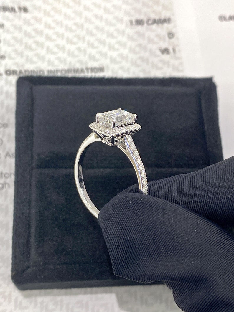 Marquise Shaped Three Stone Lab Grown Diamond Engagement Ring