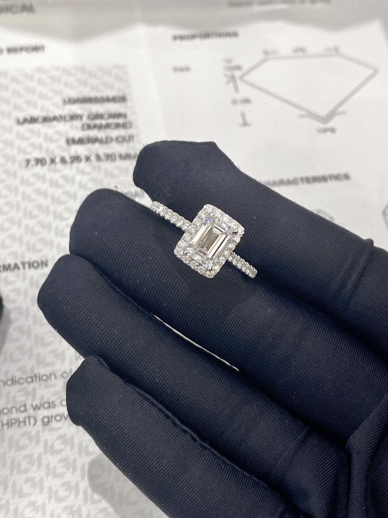 Marquise Shaped Three Stone Lab Grown Diamond Engagement Ring