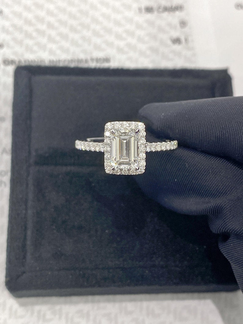 Marquise Shaped Three Stone Lab Grown Diamond Engagement Ring