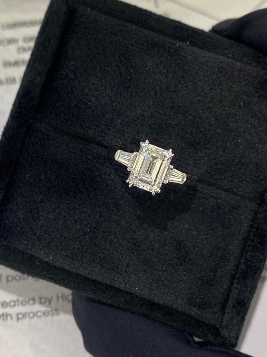 Marquise Shaped Three Stone Lab Grown Diamond Engagement Ring