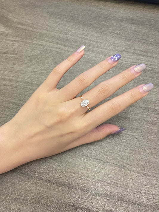 Marquise Shaped Three Stone Lab Grown Diamond Engagement Ring