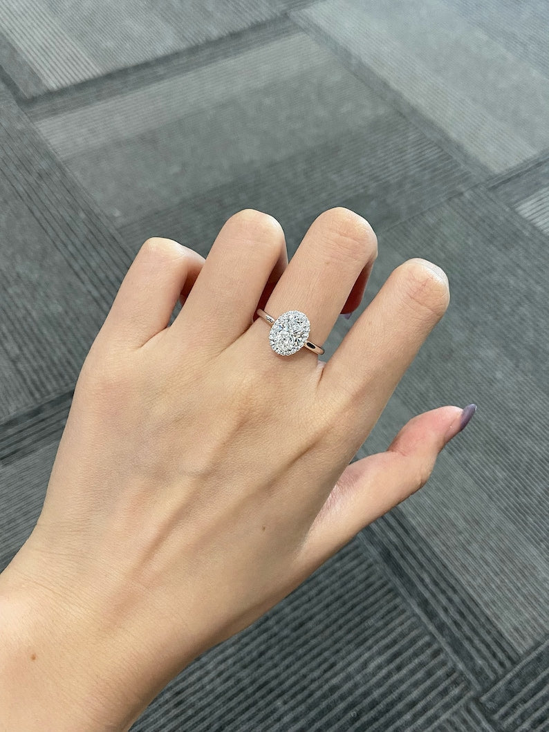 Marquise Shaped Three Stone Lab Grown Diamond Engagement Ring