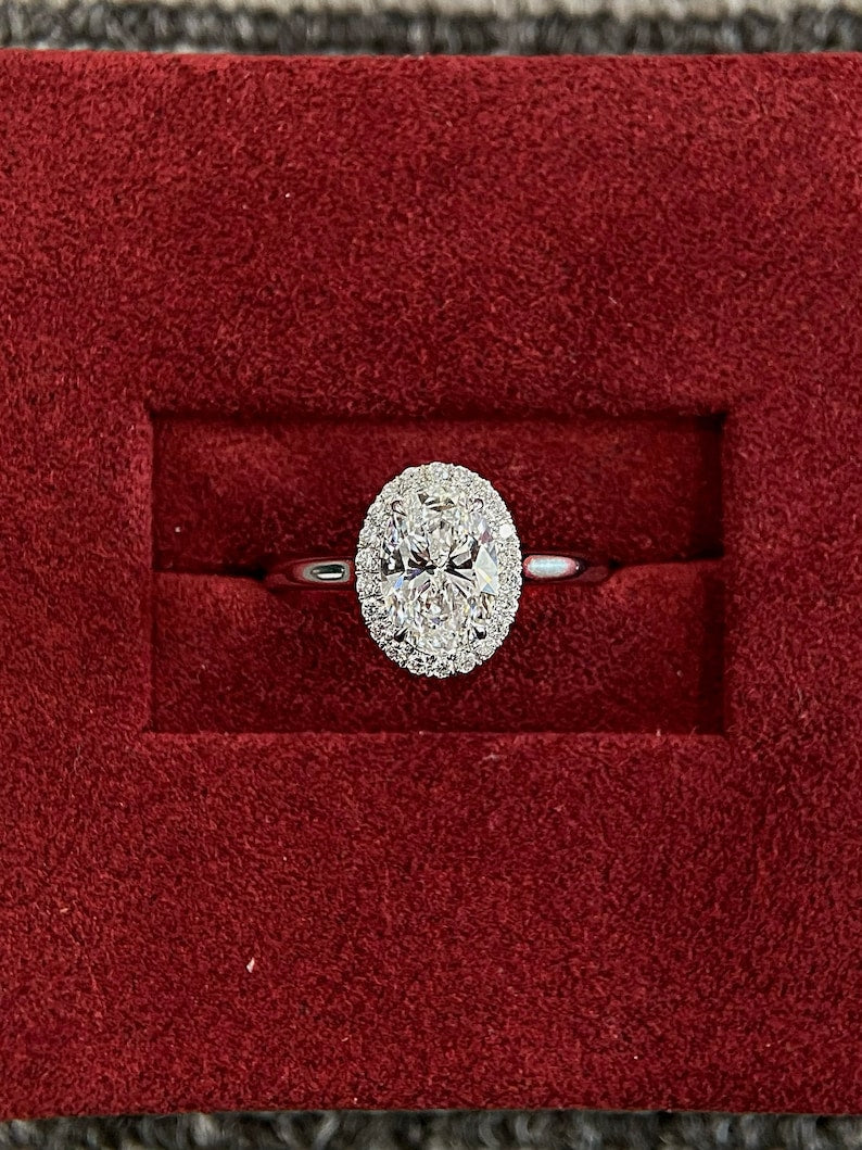 Marquise Shaped Three Stone Lab Grown Diamond Engagement Ring