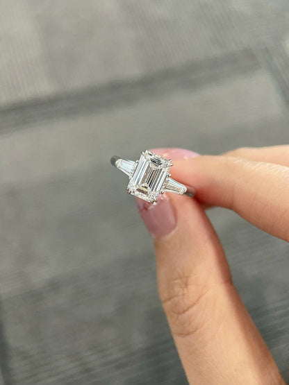 Marquise Shaped Three Stone Lab Grown Diamond Engagement Ring