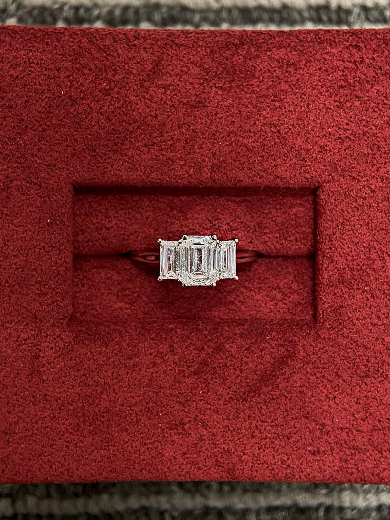 Marquise Shaped Three Stone Lab Grown Diamond Engagement Ring