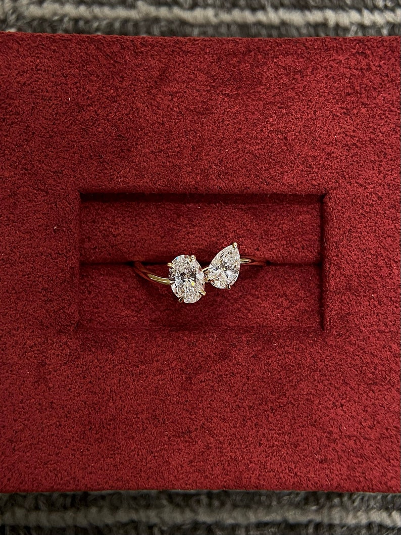 Marquise Shaped Three Stone Lab Grown Diamond Engagement Ring