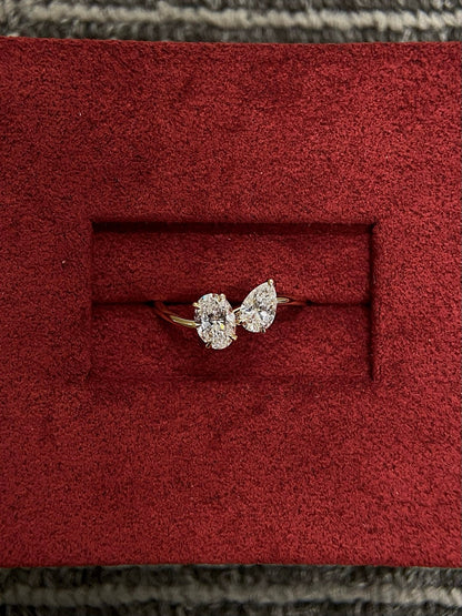 Marquise Shaped Three Stone Lab Grown Diamond Engagement Ring