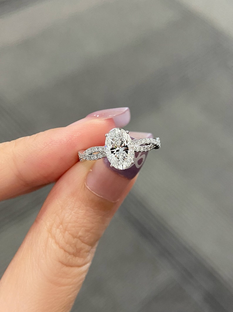 Marquise Shaped Three Stone Lab Grown Diamond Engagement Ring