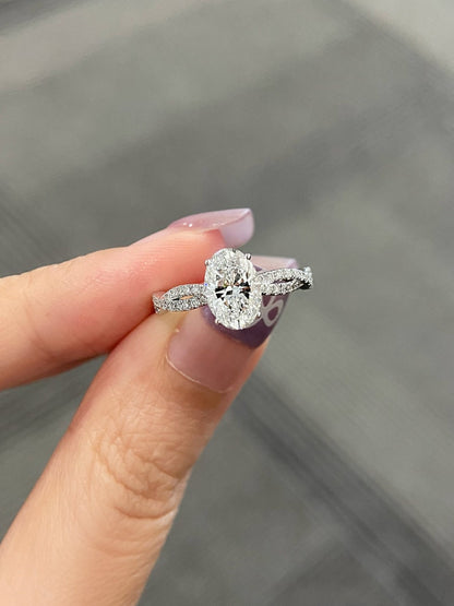 Marquise Shaped Three Stone Lab Grown Diamond Engagement Ring