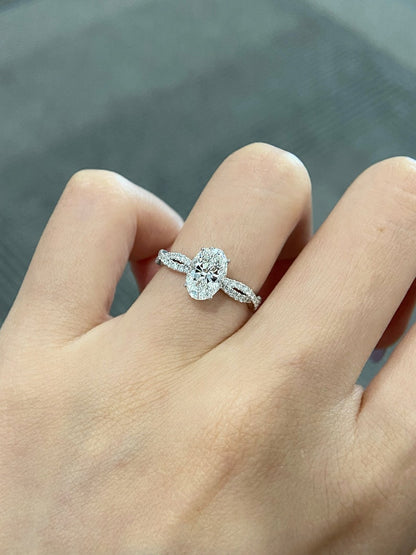 Marquise Shaped Three Stone Lab Grown Diamond Engagement Ring