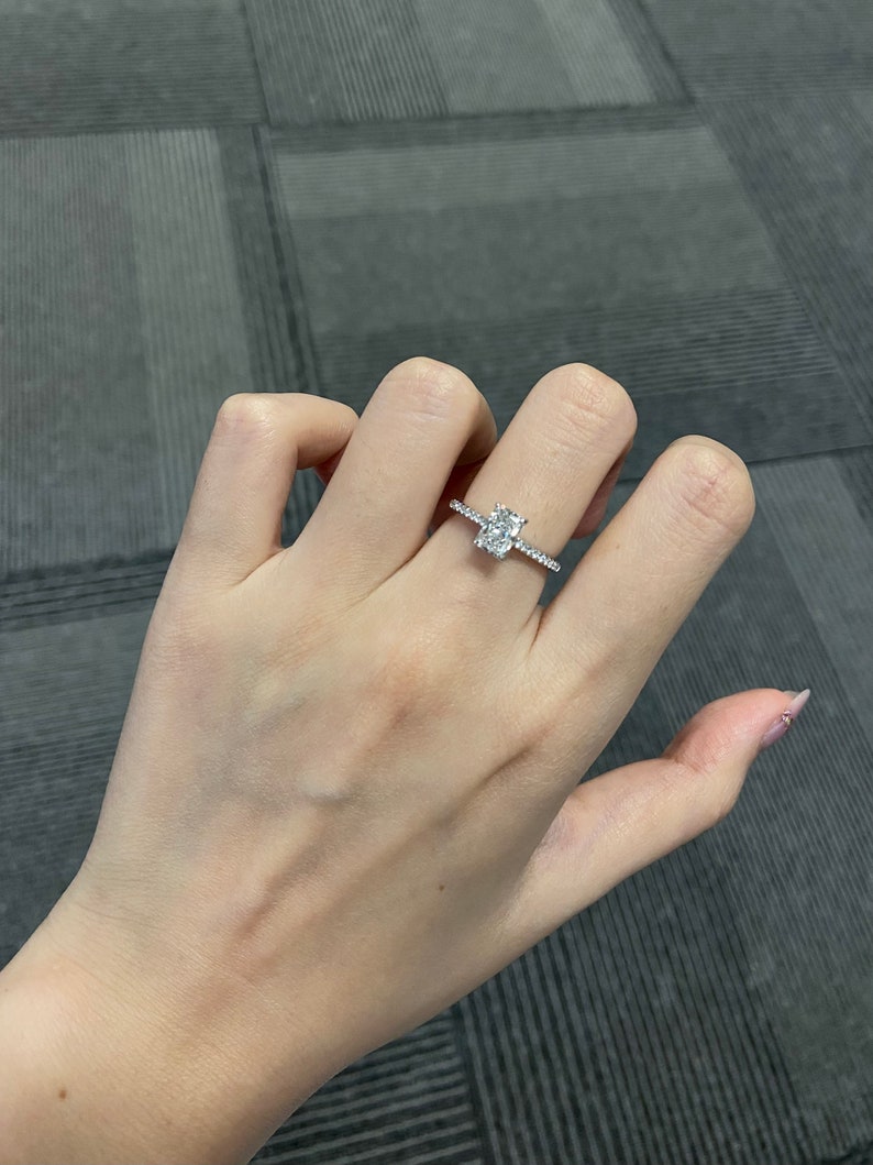 Marquise Shaped Three Stone Lab Grown Diamond Engagement Ring