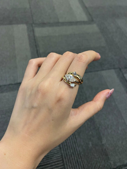 Marquise Shaped Three Stone Lab Grown Diamond Engagement Ring