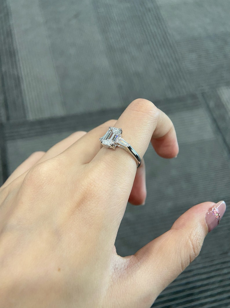 Marquise Shaped Three Stone Lab Grown Diamond Engagement Ring