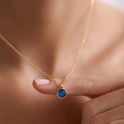 0.20 CT Round Solitaire Blue Topaz Gemstone Necklace