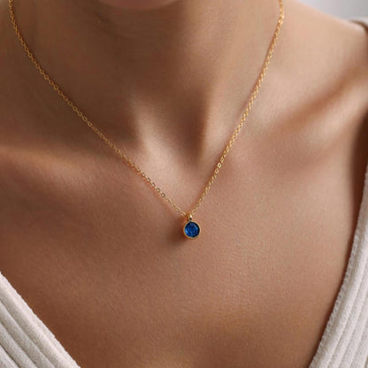 0.20 CT Round Solitaire Blue Topaz Gemstone Necklace