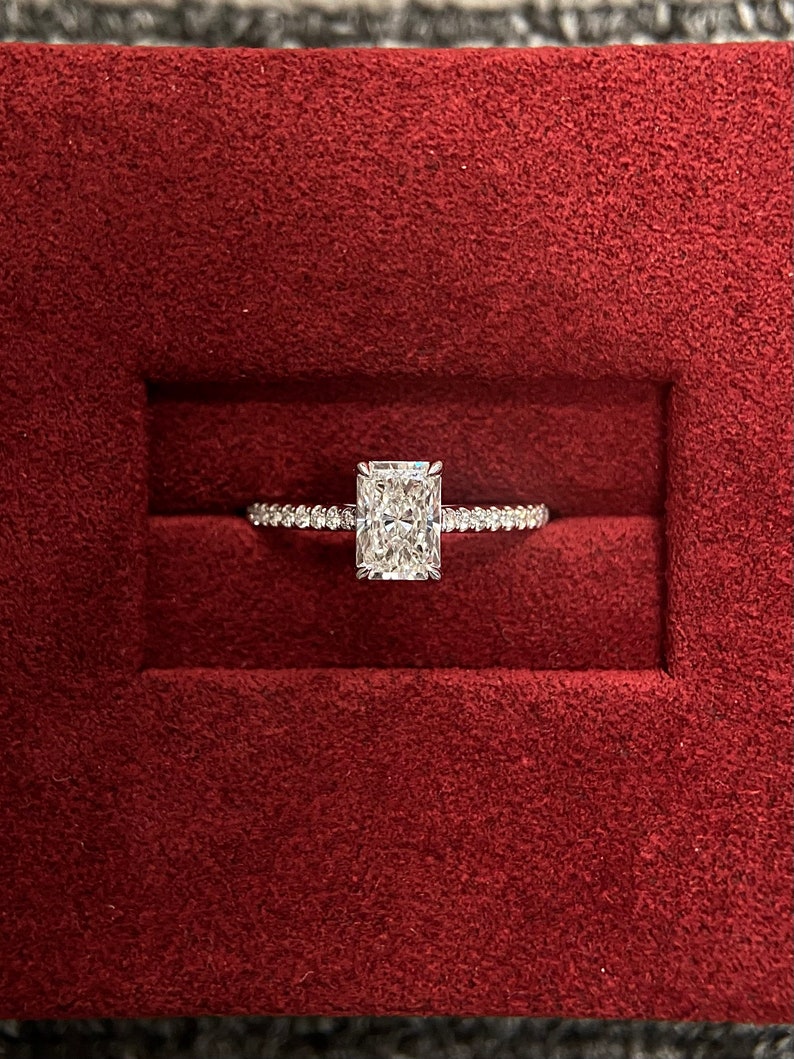 Marquise Shaped Three Stone Lab Grown Diamond Engagement Ring