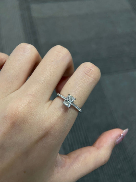 Marquise Shaped Three Stone Lab Grown Diamond Engagement Ring