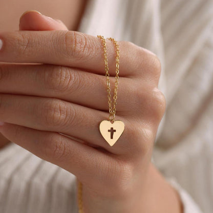Heart Cross Pendant Necklace