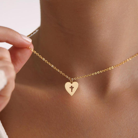 Heart Cross Pendant Necklace