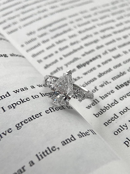 Marquise Shaped Three Stone Lab Grown Diamond Engagement Ring