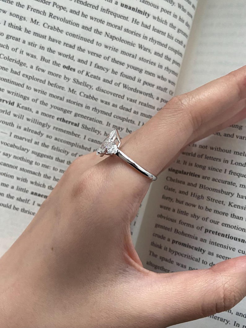 Marquise Shaped Three Stone Lab Grown Diamond Engagement Ring