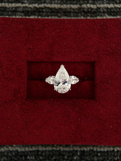 Marquise Shaped Three Stone Lab Grown Diamond Engagement Ring