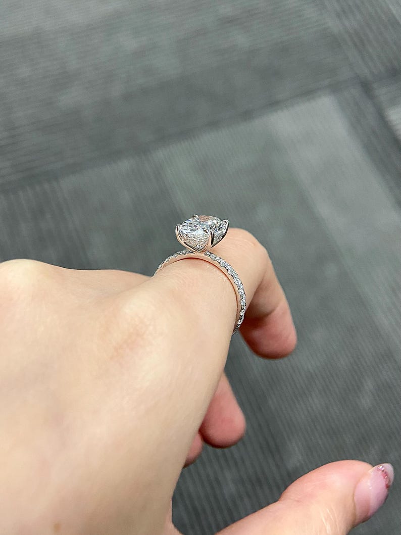 Marquise Shaped Three Stone Lab Grown Diamond Engagement Ring