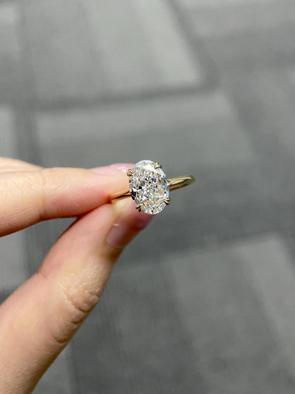 Marquise Shaped Three Stone Lab Grown Diamond Engagement Ring