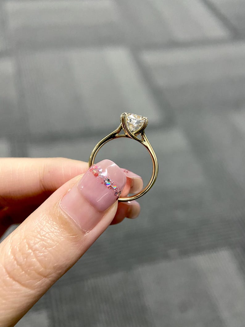 Marquise Shaped Three Stone Lab Grown Diamond Engagement Ring