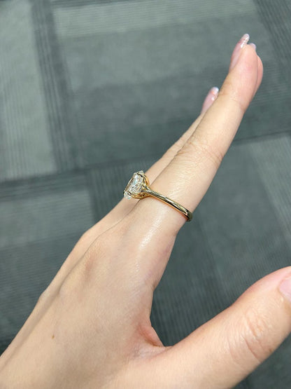 Marquise Shaped Three Stone Lab Grown Diamond Engagement Ring