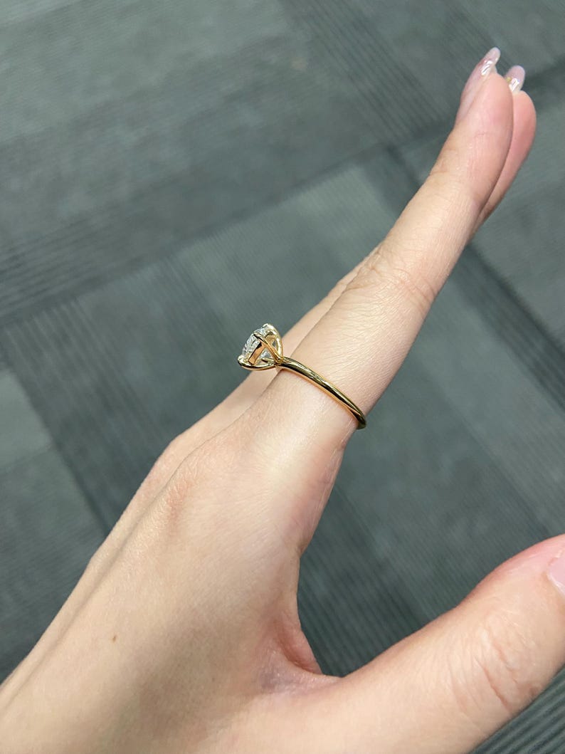 Marquise Shaped Three Stone Lab Grown Diamond Engagement Ring