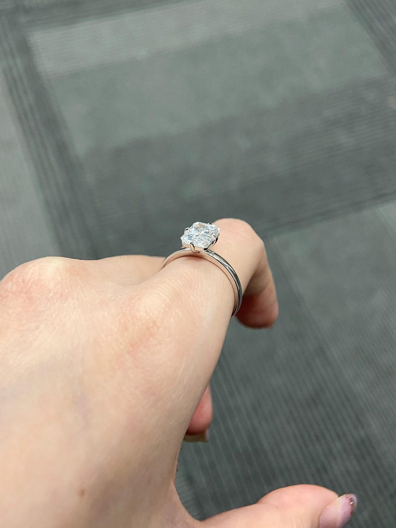 Marquise Shaped Three Stone Lab Grown Diamond Engagement Ring