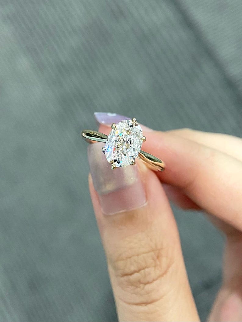 Marquise Shaped Three Stone Lab Grown Diamond Engagement Ring