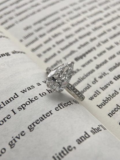 Marquise Shaped Three Stone Lab Grown Diamond Engagement Ring