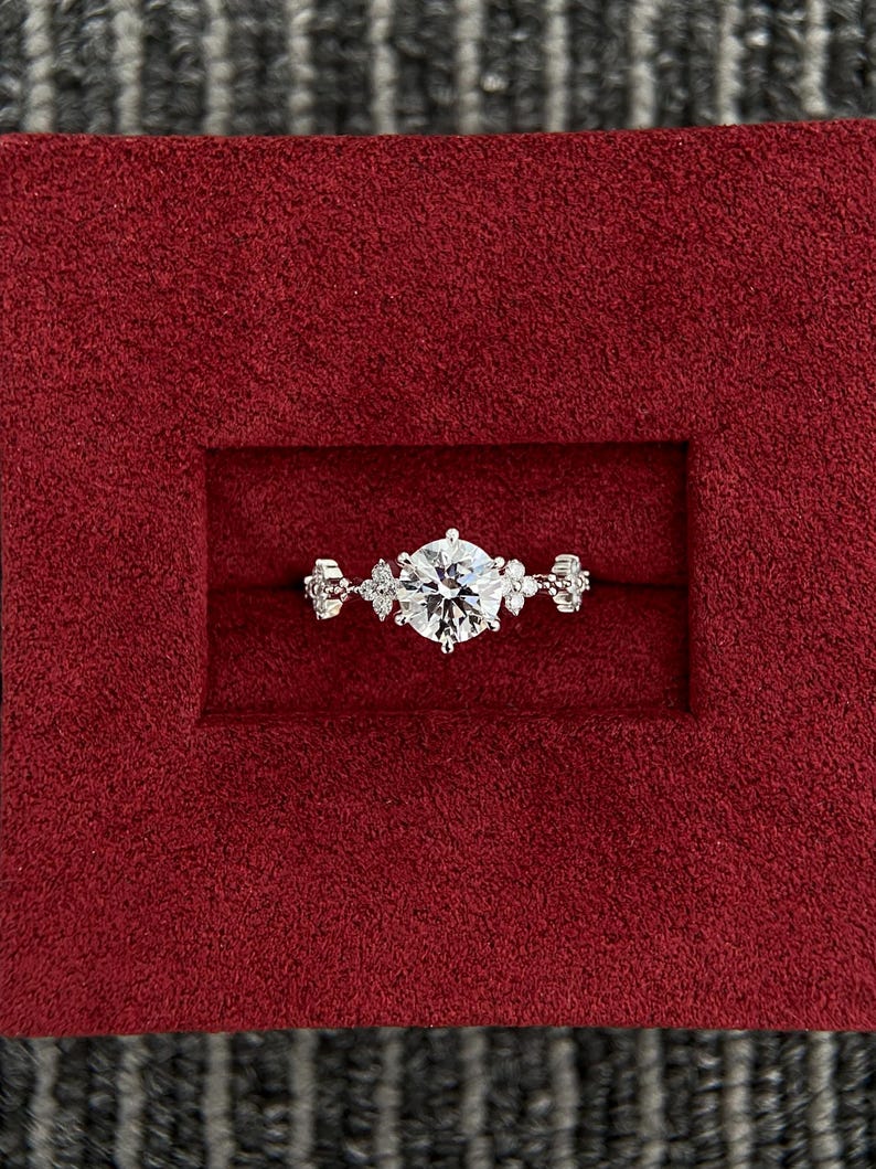 Marquise Shaped Three Stone Lab Grown Diamond Engagement Ring
