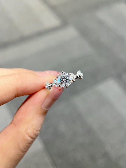 Marquise Shaped Three Stone Lab Grown Diamond Engagement Ring