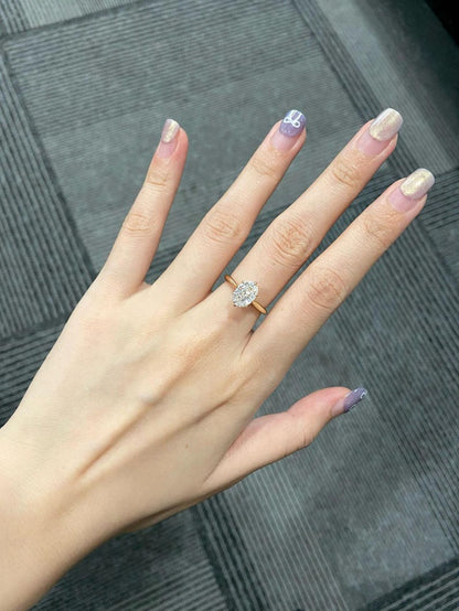 Marquise Shaped Three Stone Lab Grown Diamond Engagement Ring