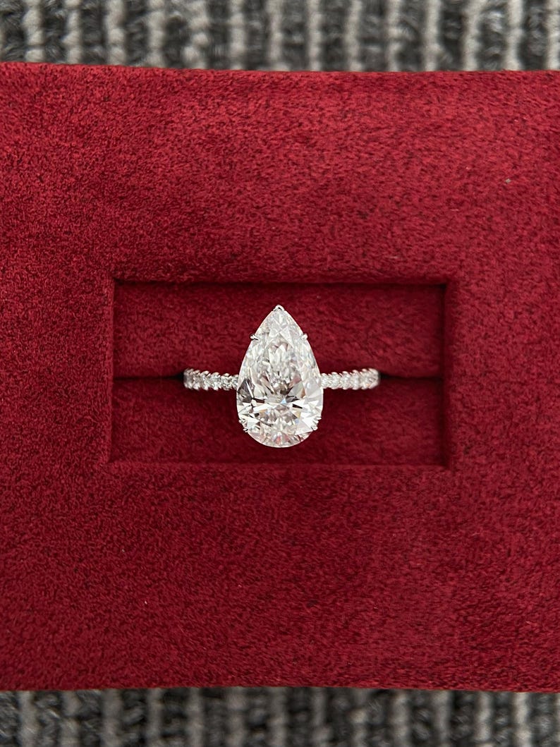 Marquise Shaped Three Stone Lab Grown Diamond Engagement Ring
