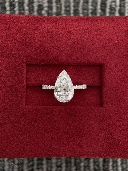 Marquise Shaped Three Stone Lab Grown Diamond Engagement Ring