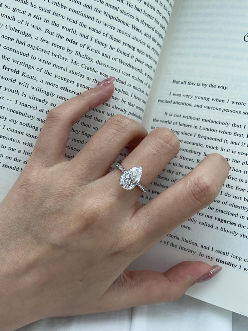 Marquise Shaped Three Stone Lab Grown Diamond Engagement Ring